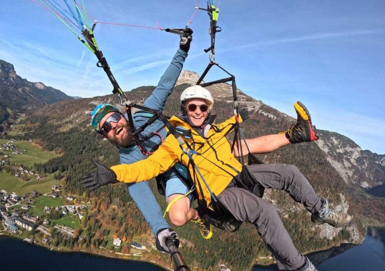 Blick über Sankt Wolfgang beim Paragliding